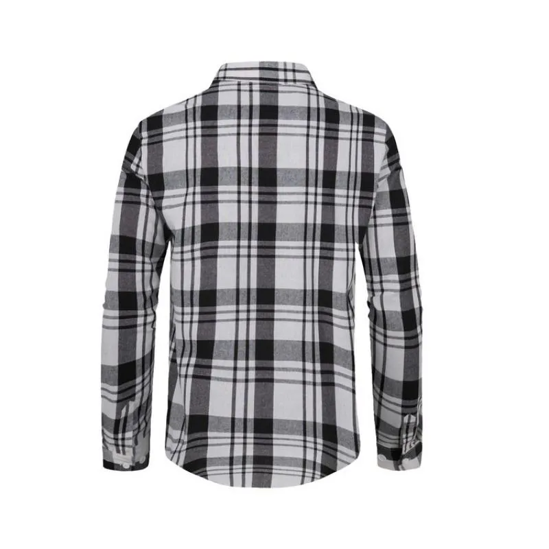 Men's Casual Plaid Lapel Slim Fit Long Sleeve Shirt 55078194M sold by Manly product image thumbnail 3
