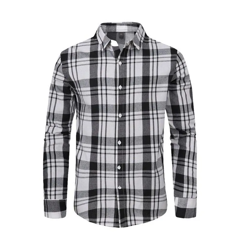 Men's Casual Plaid Lapel Slim Fit Long Sleeve Shirt 55078194M sold by Manly product image thumbnail 2