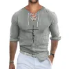 Men's Cotton and Linen Loose V-neck  T-shirt 58151896X sold by Manly