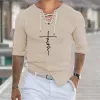 Men's Cotton and Linen Loose V-neck  T-shirt 58151896X sold by Manly