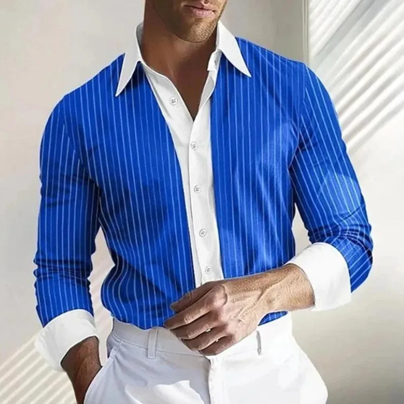 Men's Striped Colorblock Print Long Sleeve Shirt 55200791Y sold by Manly product image thumbnail 3