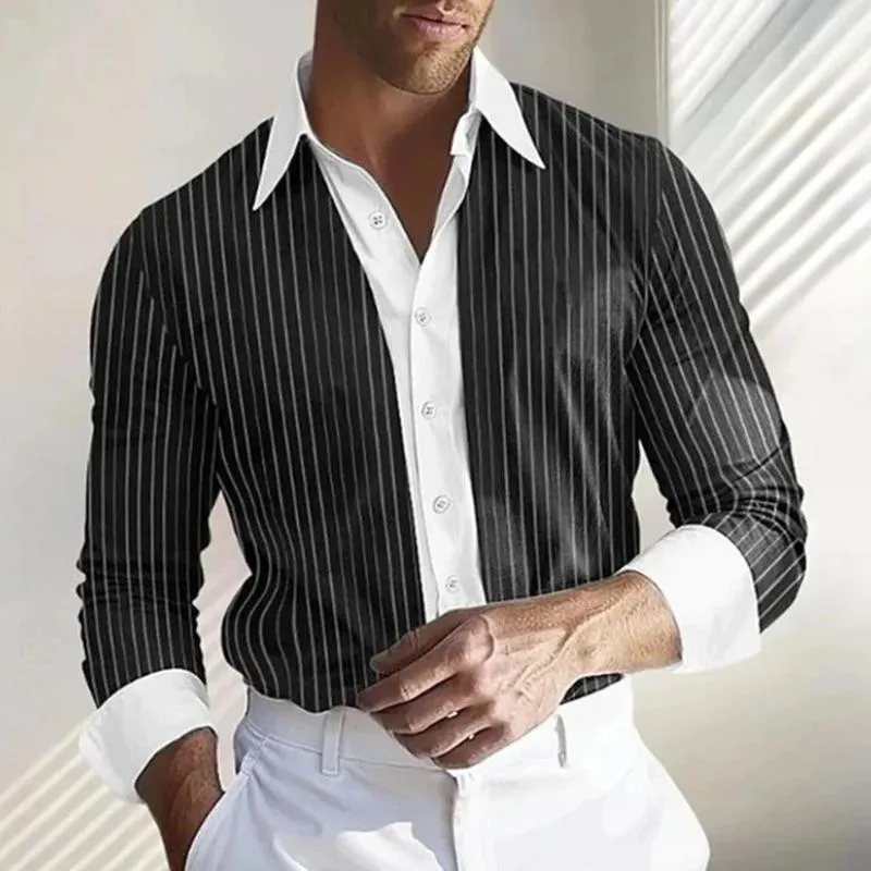 Men's Striped Colorblock Print Long Sleeve Shirt 55200791Y sold by Manly product image thumbnail 2