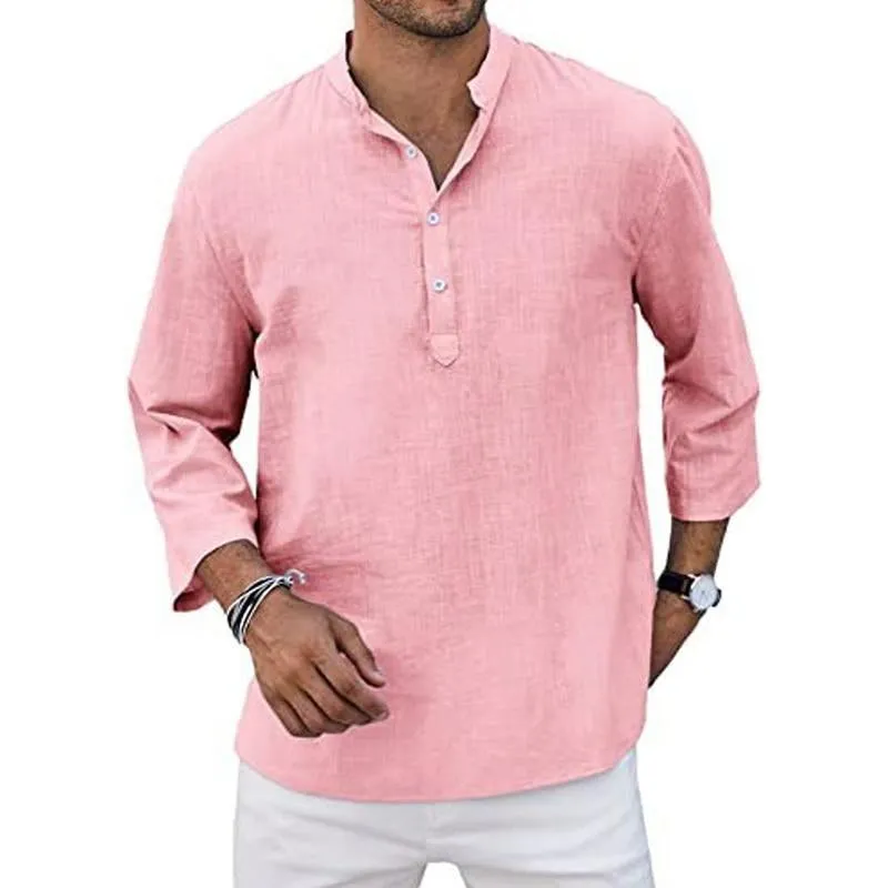 Men's Casual Solid Color Stand Collar Long Sleeve Shirt 57428991Y sold by Manly product image thumbnail 2
