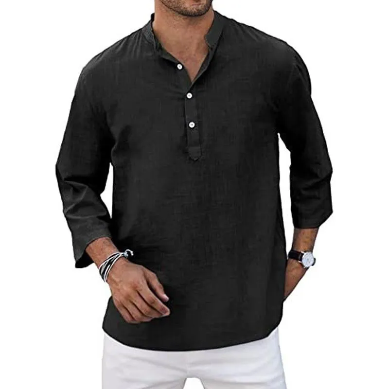 Men's Casual Solid Color Stand Collar Long Sleeve Shirt 57428991Y sold by Manly product image thumbnail 4