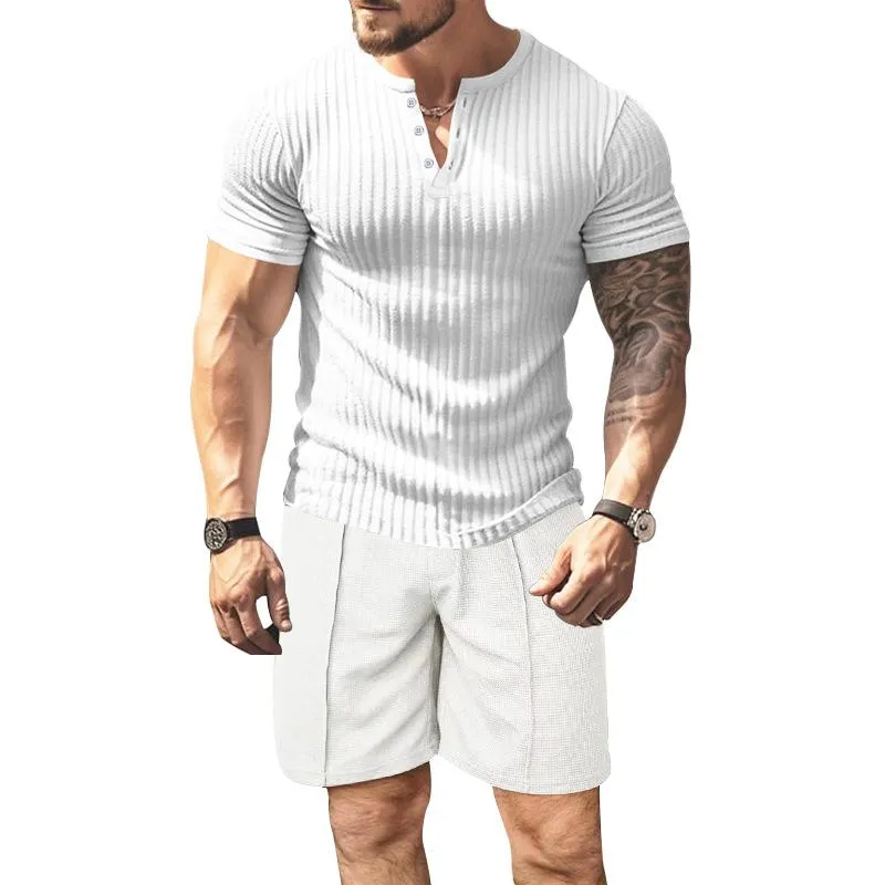 Men's Casual Solid Color Short-Sleeved T-Shirt Shorts Set 83580064Y sold by Manly product image thumbnail 4