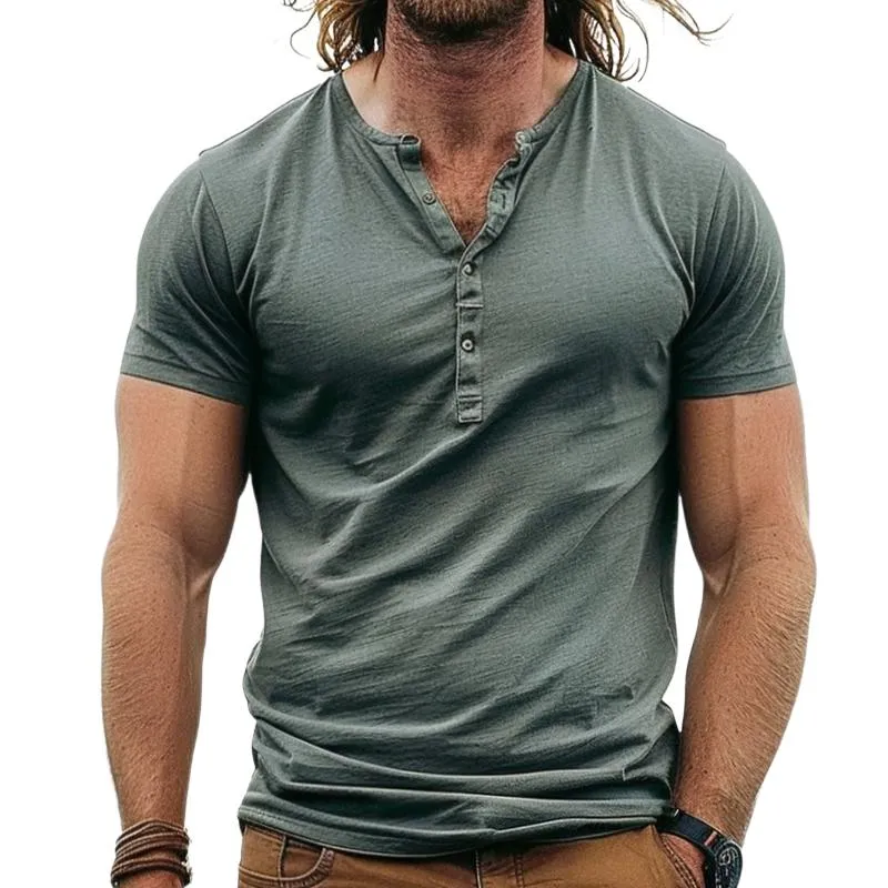 Men's Casual Retro Short-sleeved T-shirt 53872378TO sold by Manly