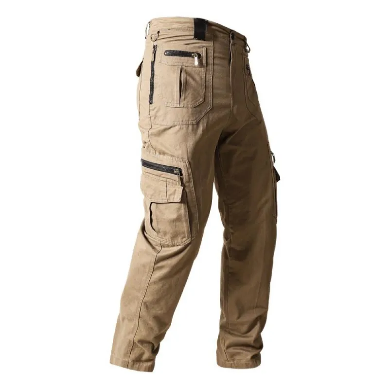 Men's Casual Loose Straight Multi-pocket Cotton Cargo Pants 57658543M sold by Manly