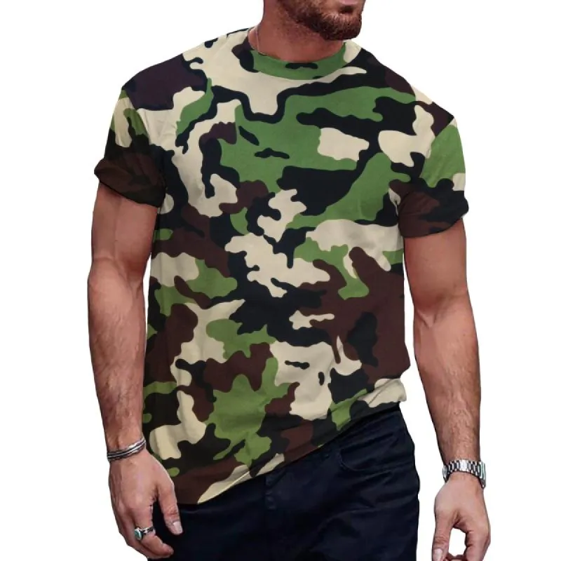 Men's Casual Camouflage Round Neck Short Sleeve T-Shirt 39880250TO sold by Manly