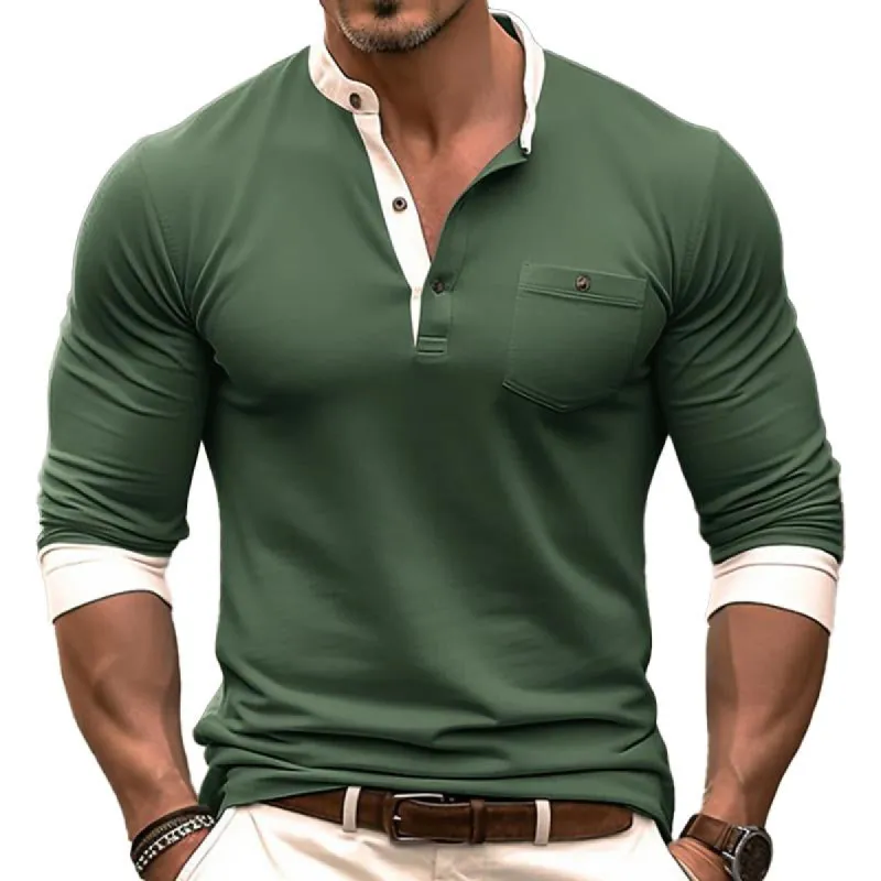 Men's Casual Colorblock Round Neck Long Sleeve Slim Fit T-Shirt 24566330M sold by Manly
