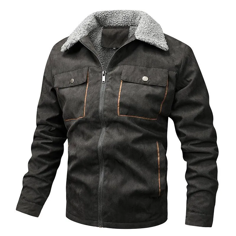 Men's Loose Lapel Plus Fleece Zipper Jacket 11292299X sold by Manly