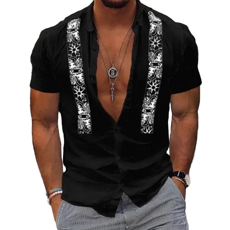 Men's Hawaiian Lapel Short Sleeve Casual Shirt 30705913Z sold by Manly