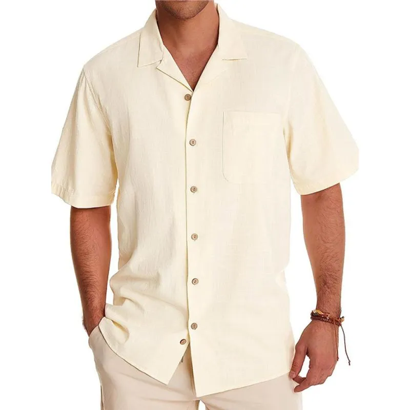Men's Casual Solid Color Breast Pocket Short Sleeve Lapel Shirt 48145303Y sold by Manly product image thumbnail 5