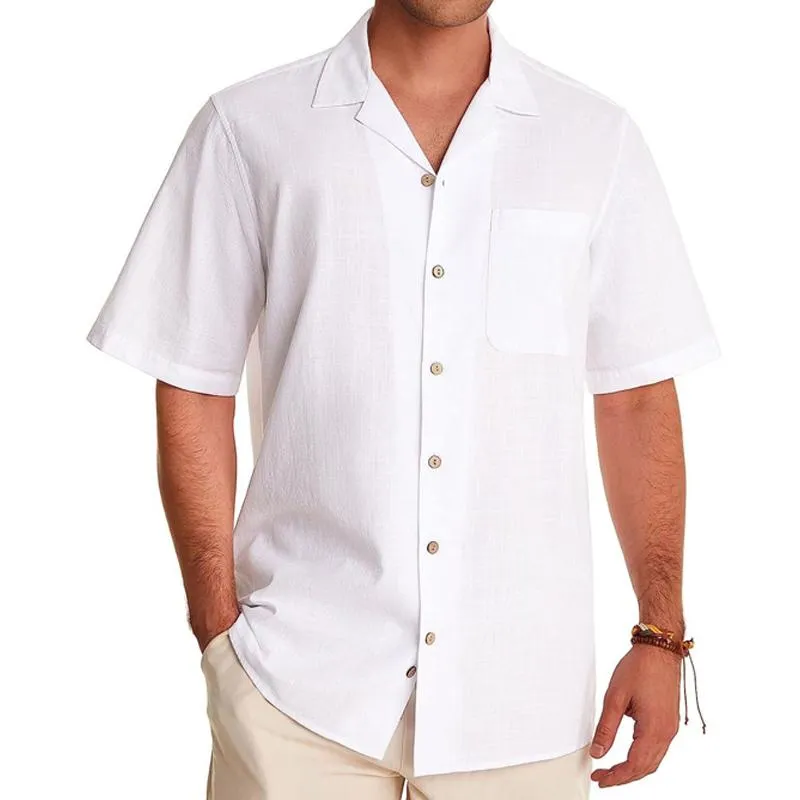 Men's Casual Solid Color Breast Pocket Short Sleeve Lapel Shirt 48145303Y sold by Manly product image thumbnail 4