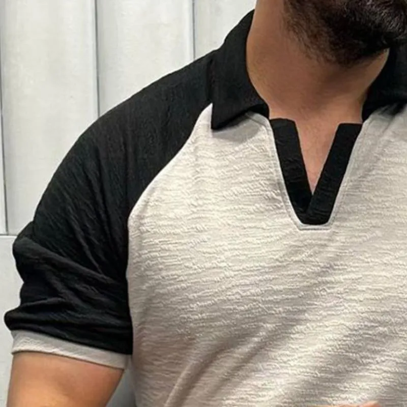 Men's Casual Colorblock Lapel Short-sleeved T-shirt 37056927TO sold by Manly product image thumbnail 3