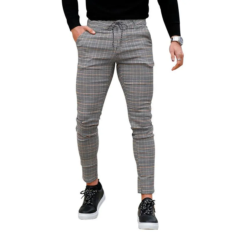 Mens Plaid Drawstring Waist Slim Pencil Pants 78070287Z sold by Manly product image thumbnail 3