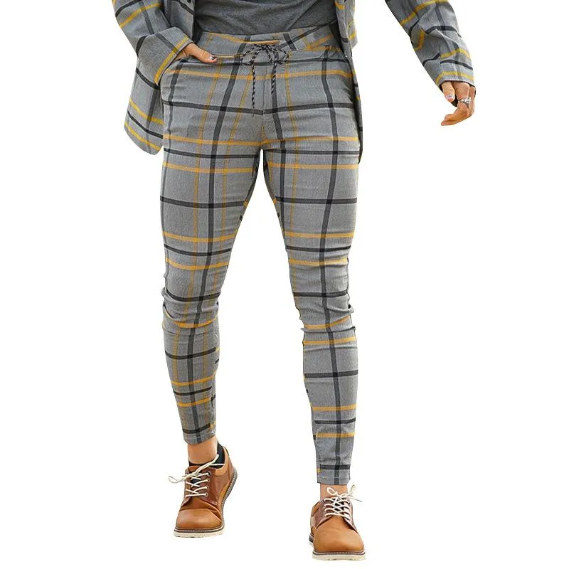 Mens Plaid Drawstring Waist Slim Pencil Pants 78070287Z sold by Manly product image thumbnail 5