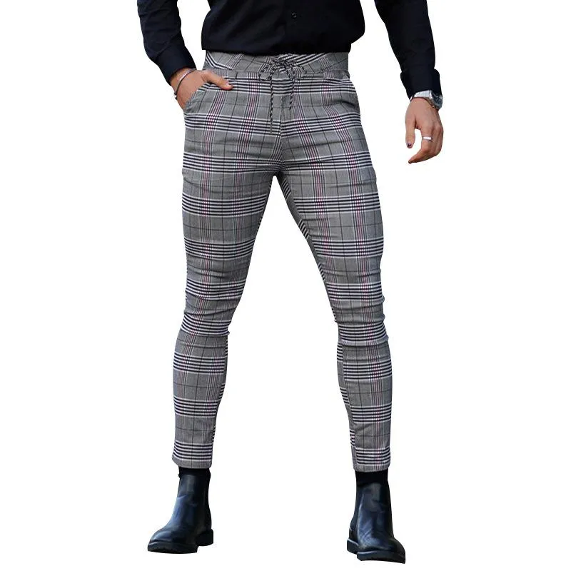 Mens Plaid Drawstring Waist Slim Pencil Pants 78070287Z sold by Manly product image thumbnail 4