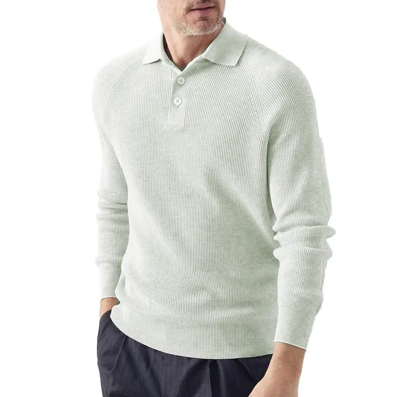 Men's Casual Solid Color Lapel Long Sleeve Sweater 22040432Y sold by Manly