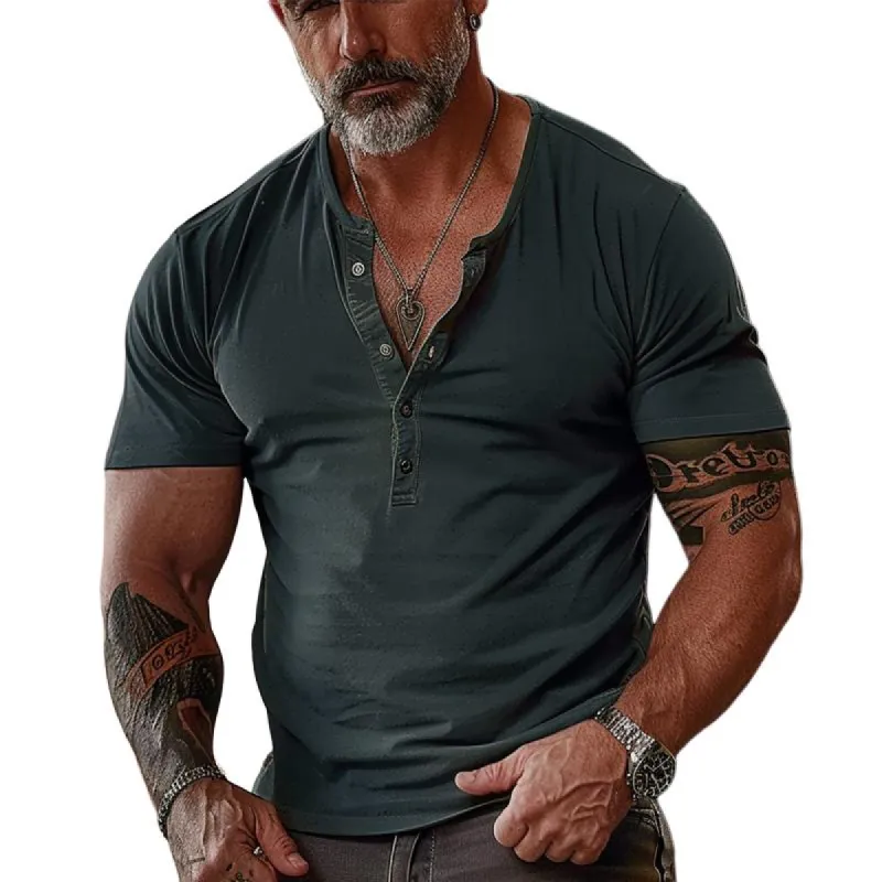 Men's Solid Color Round Neck Short Sleeve T-shirt 62648539X sold by Manly