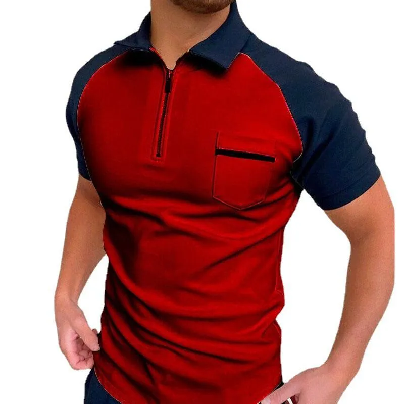 Men's Casual Color Contrasting Lapel Zipper Polo Shirt 52357934M sold by Manly product image thumbnail 4