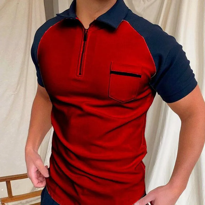 Men's Casual Color Contrasting Lapel Zipper Polo Shirt 52357934M sold by Manly product image thumbnail 3