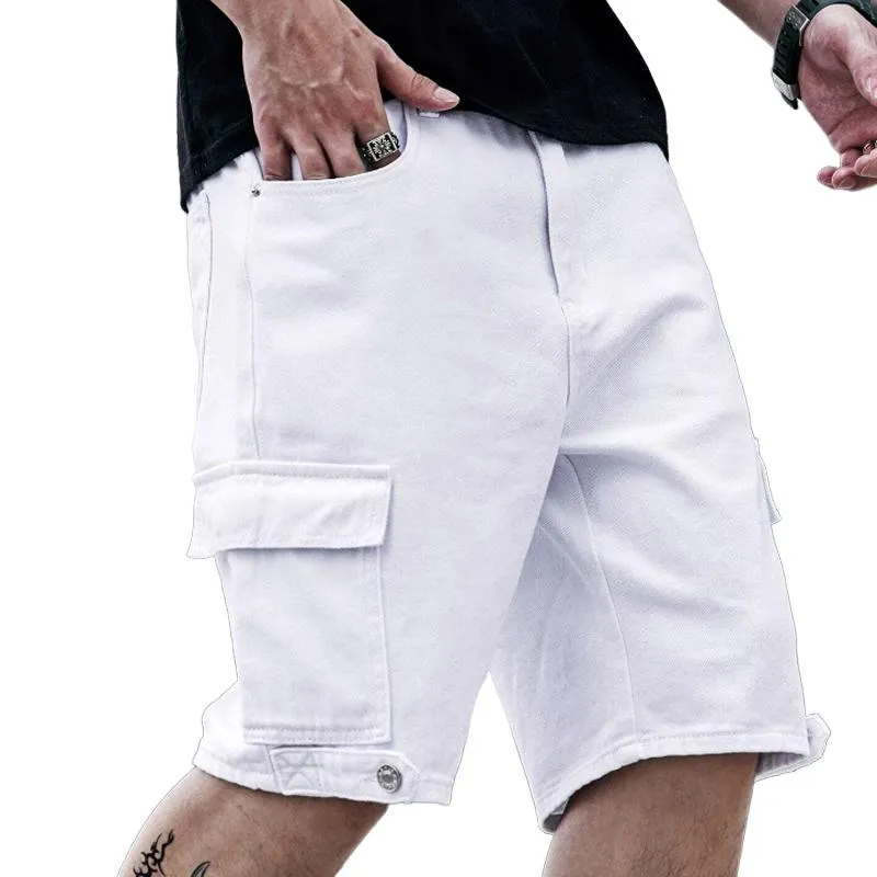 Men's Solid Multi-pocket Straight Cargo Shorts 29510044Z sold by Manly