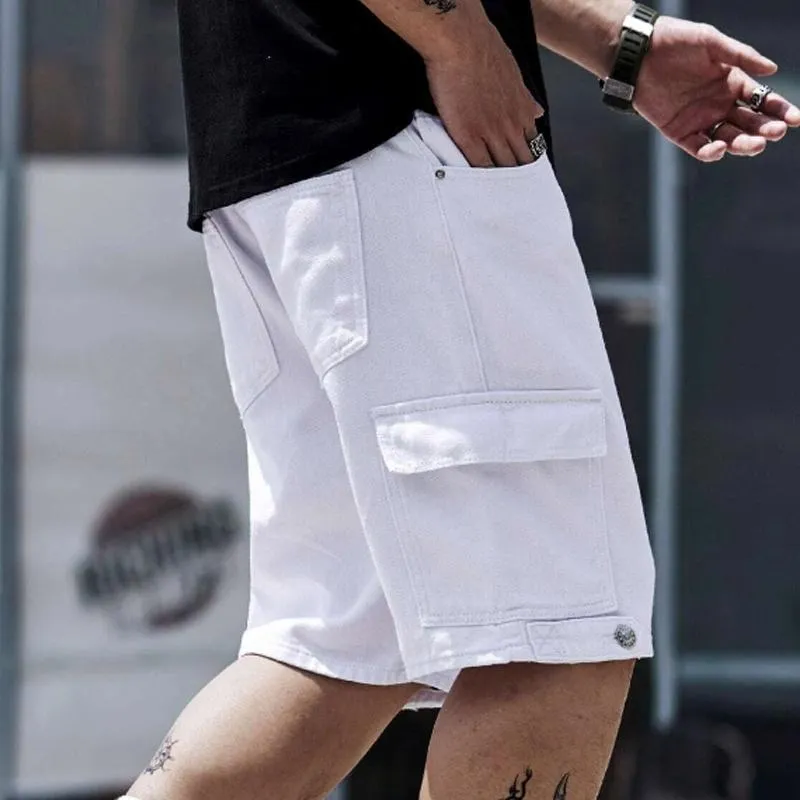 Men's Solid Multi-pocket Straight Cargo Shorts 29510044Z sold by Manly product image thumbnail 4