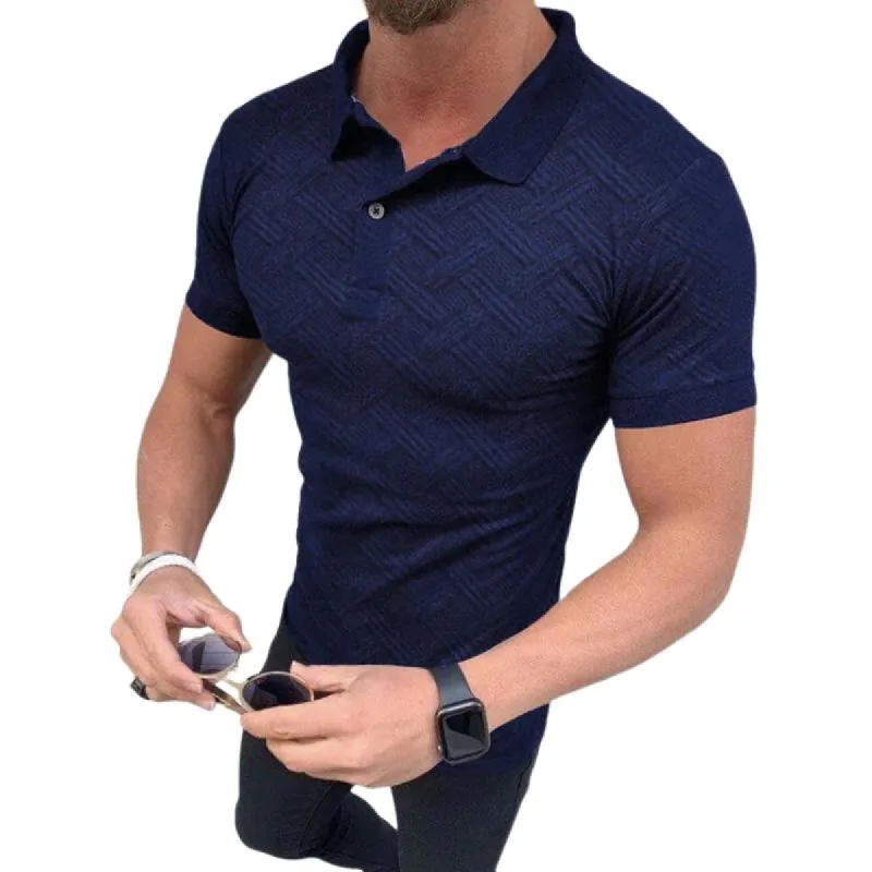 Men's Casual Retro Solid Color Printed Polo Shirt 09152837TO sold by Manly