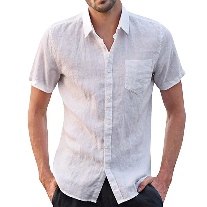 Men's Casual Solid Color Lapel Pocket Short Sleeve Shirt 07756232M sold by Manly product image thumbnail 4