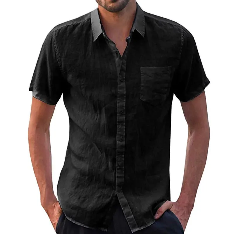 Men's Casual Solid Color Lapel Pocket Short Sleeve Shirt 07756232M sold by Manly product image thumbnail 3