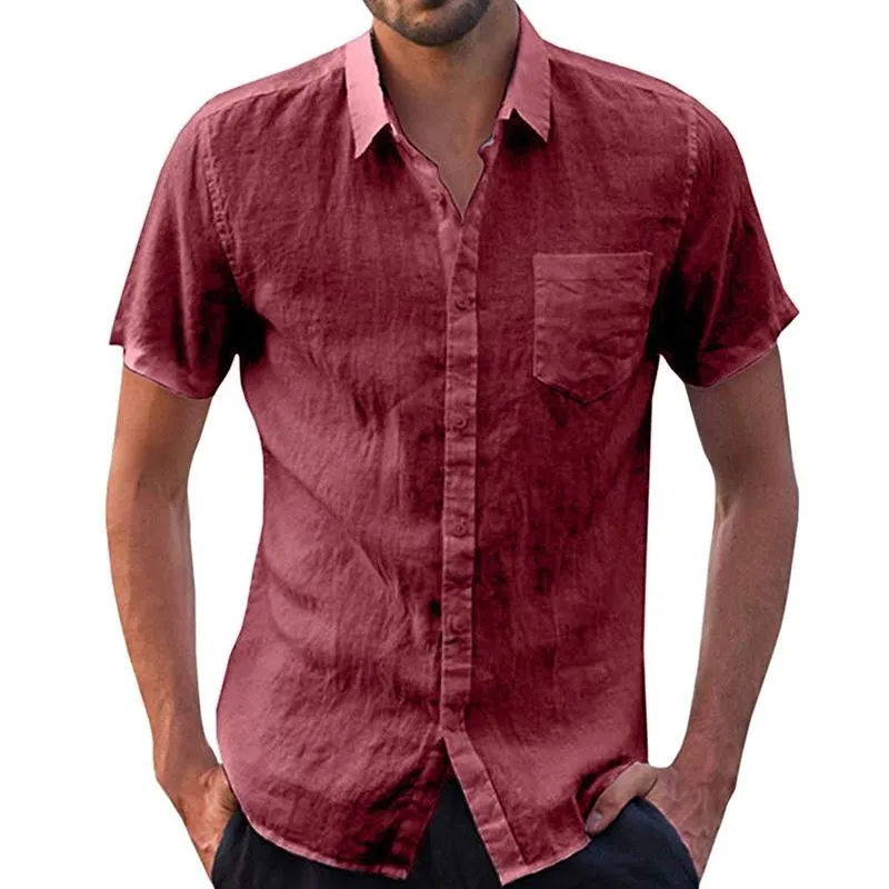 Men's Casual Solid Color Lapel Pocket Short Sleeve Shirt 07756232M sold by Manly product image thumbnail 2