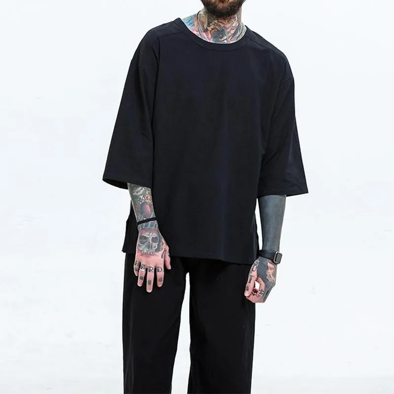 Men's Vintage Solid Linen Short Sleeve T-Shirt Set 80446337Y sold by Manly product image thumbnail 5