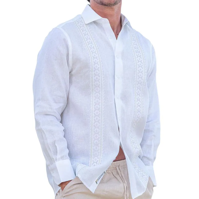 Men's Solid Lapel Long Sleeve Casual Shirt 40006550Z sold by Manly