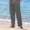 Men's Casual Solid Color Cotton Linen Breathable Elastic Waist Pants 20257099M sold by Manly