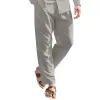 Men's Casual Solid Color Cotton Linen Breathable Elastic Waist Pants 20257099M sold by Manly