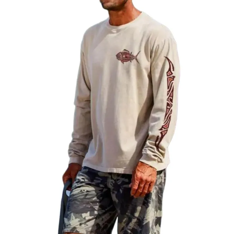 Men's Casual Retro Printed Round Neck Long Sleeve T-Shirt 78587969TO sold by Manly