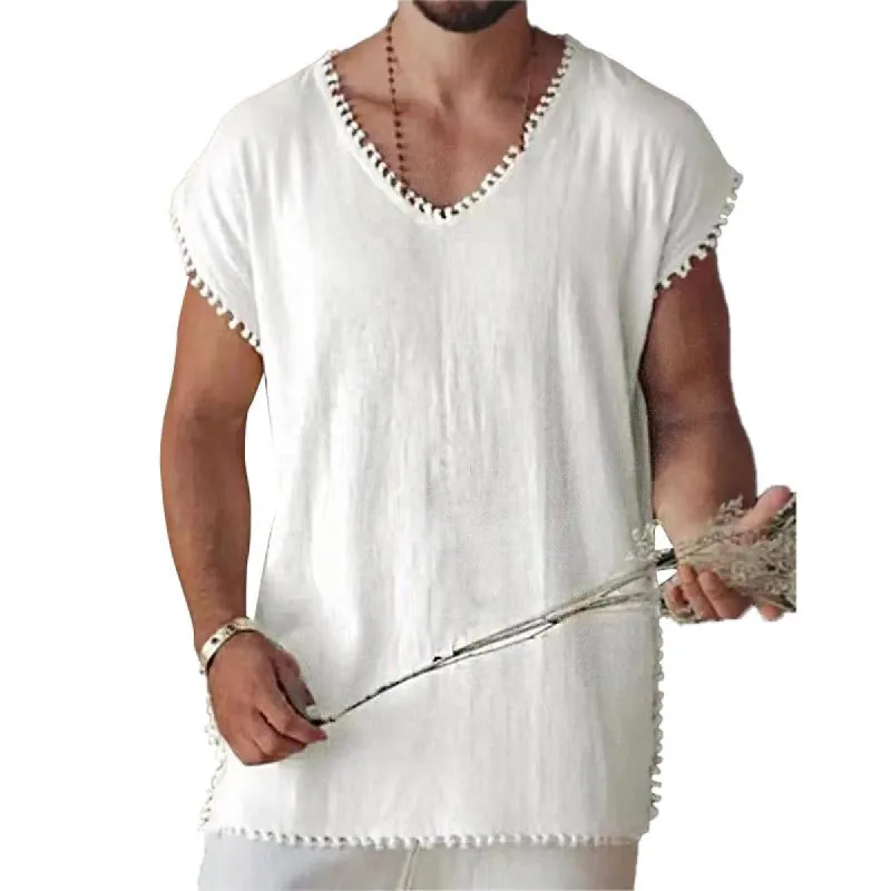 Men's Loose Casual Solid Color V-Neck Sleeveless Tank Top 38963833Y sold by Manly