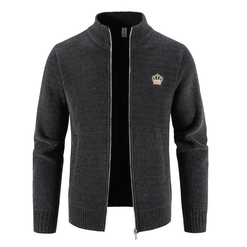 Men's Stand Collar Knitted Zippered Fleece Jacket 82588907X sold by Manly
