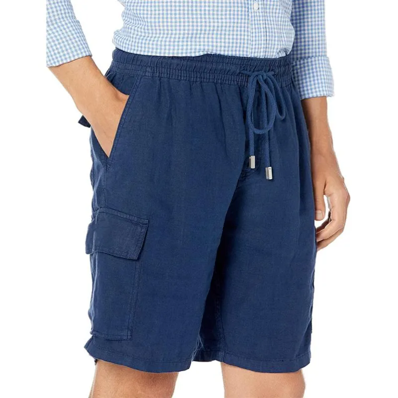 Men's Casual Solid Color Cotton Linen Multi-Pocket Drawstring Shorts 01649333Y sold by Manly