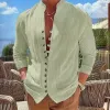 Men's Cotton And Linen Striped Long-Sleeved Shirt 56861520Y sold by Manly