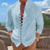 Men's Cotton And Linen Striped Long-Sleeved Shirt 56861520Y sold by Manly