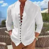 Men's Cotton And Linen Striped Long-Sleeved Shirt 56861520Y sold by Manly