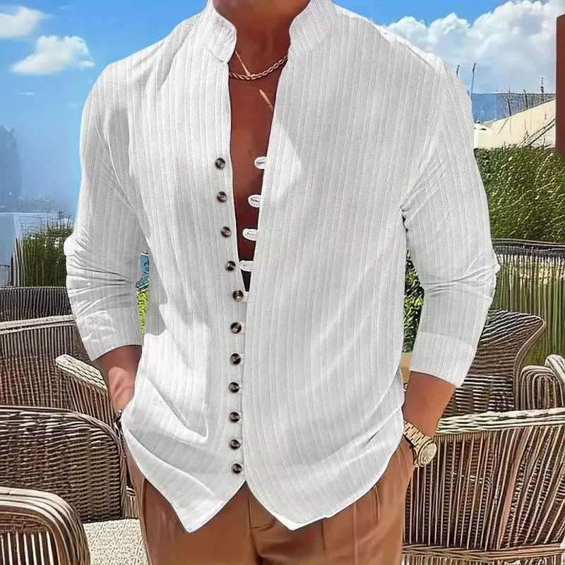 Men's Cotton And Linen Striped Long-Sleeved Shirt 56861520Y sold by Manly product image thumbnail 2