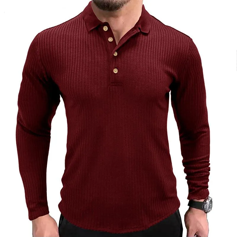 Men's Casual Solid Color Lapel Long Sleeve POLO Shirt 98685946Y sold by Manly product image thumbnail 5