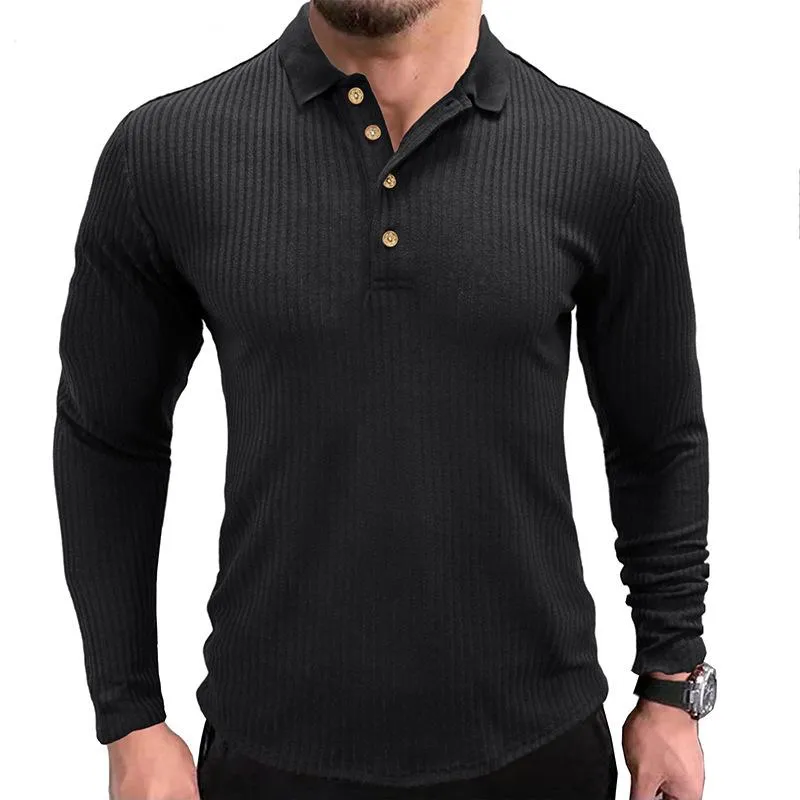 Men's Casual Solid Color Lapel Long Sleeve POLO Shirt 98685946Y sold by Manly product image thumbnail 4