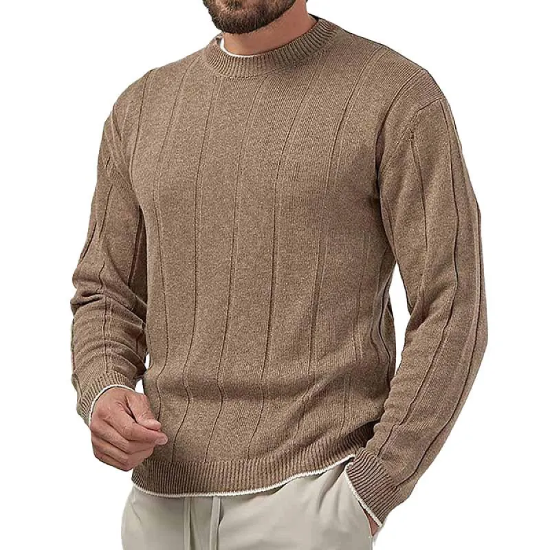 Men's Casual Solid Color Round Neck Long Sleeve Sweater 95732110Y sold by Manly