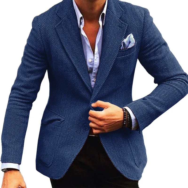 Men's Vintage Herringbone Wool Blend Lapel Single Breasted Blazer 84719153M sold by Manly product image thumbnail 5