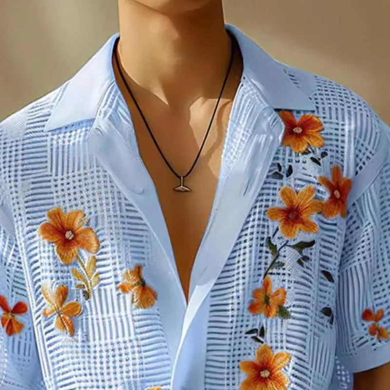 Men's Casual Printed Lapel Short-sleeved Resort Shirt 70707644X sold by Manly product image thumbnail 3