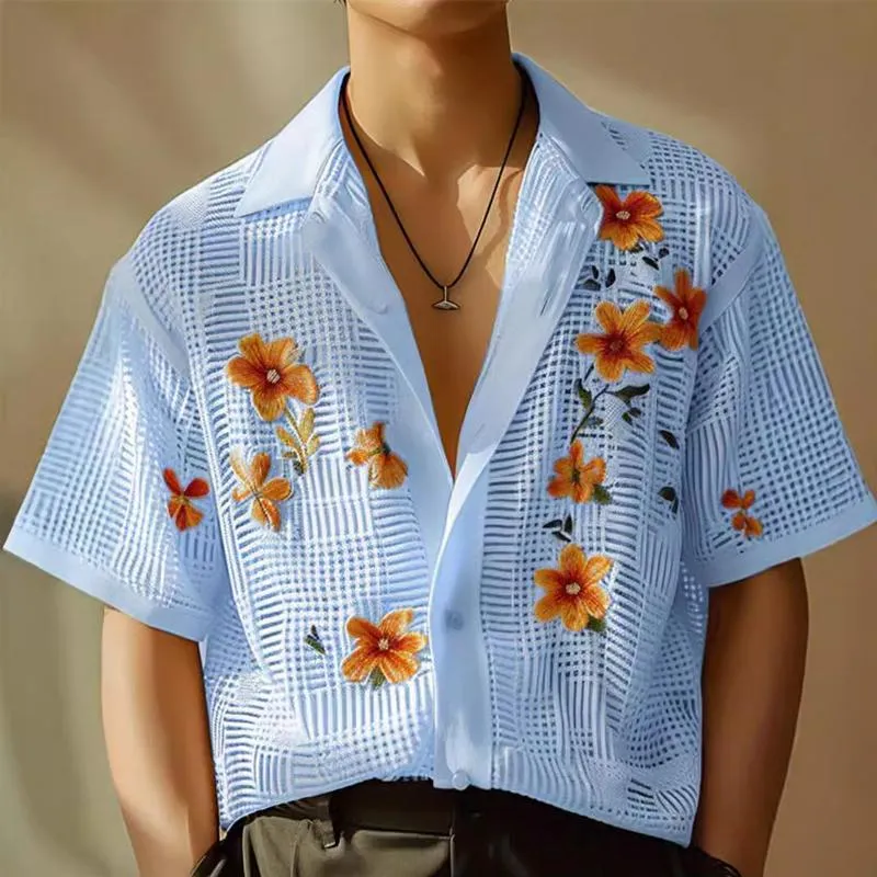 Men's Casual Printed Lapel Short-sleeved Resort Shirt 70707644X sold by Manly product image thumbnail 2