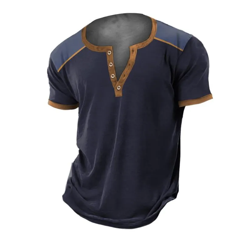Men's Casual Colorblock Henley Collar Short Sleeve T-Shirt 50354400M sold by Manly product image thumbnail 2
